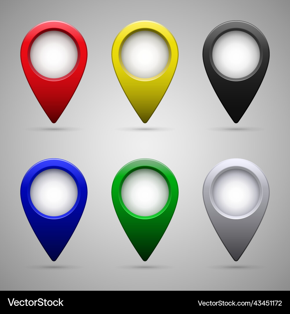 Map pointers set isolated colorful Map pointers set isolated colorful vector image