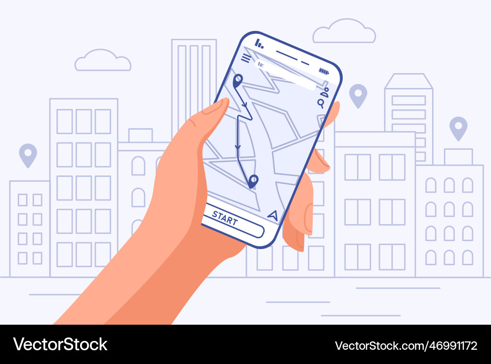 Mobile GPS Navigation App Vector Image