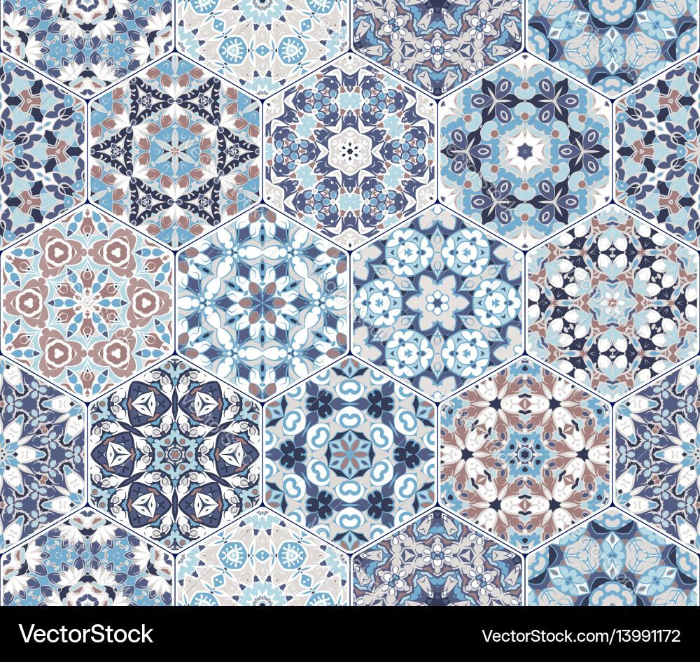 Moroccan Hexagonal Tile Pattern vector image