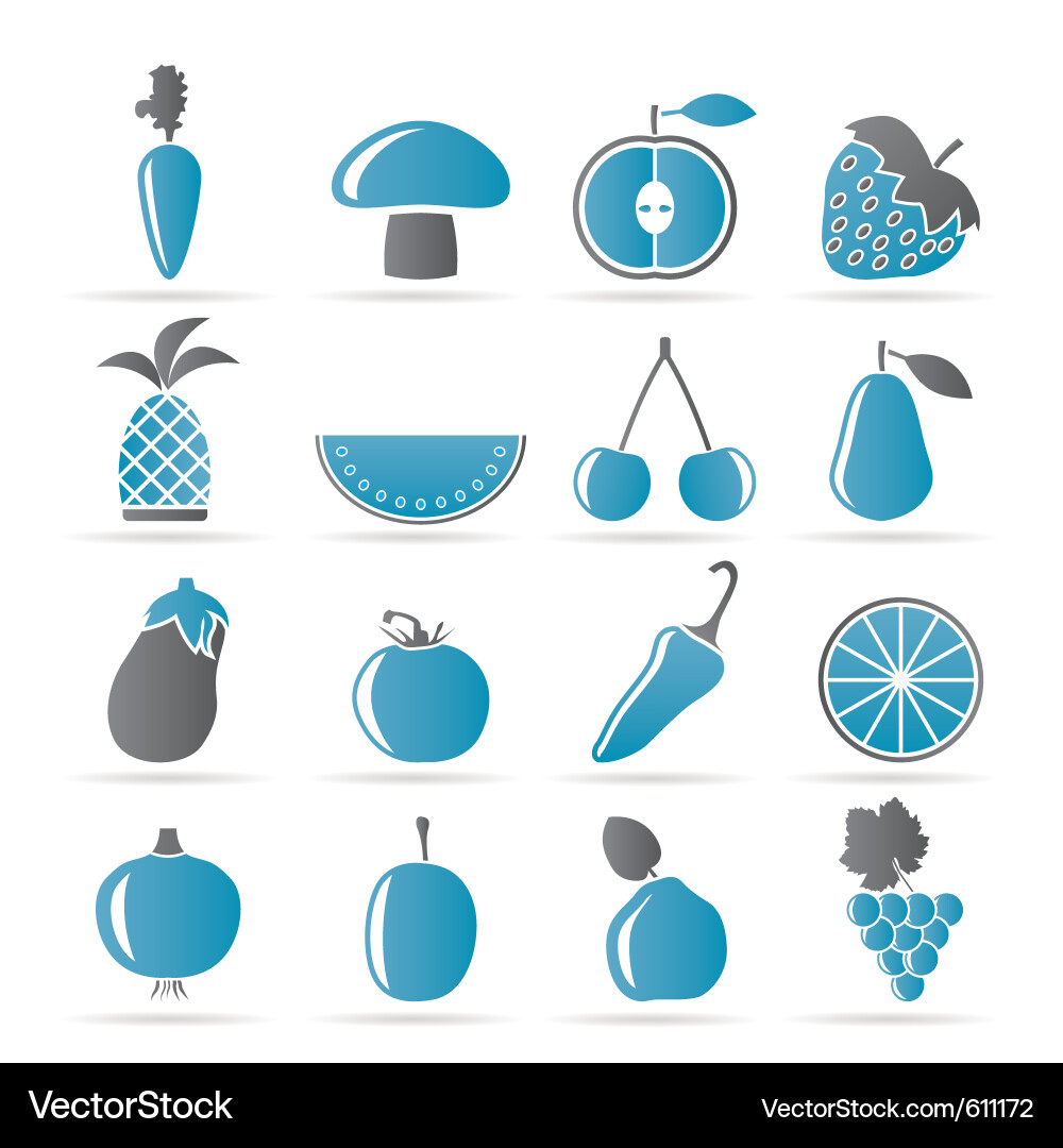 Obst und Gemüse Icons Collection Vektorbild