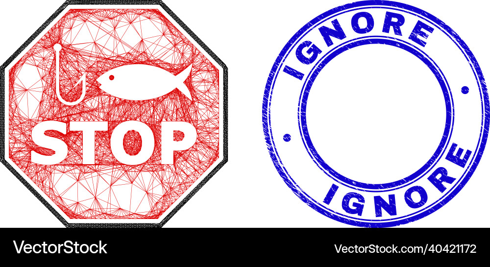 Rubber ignore stamp seal and net irregular mesh Rubber ignore stamp seal and net irregular mesh vector image