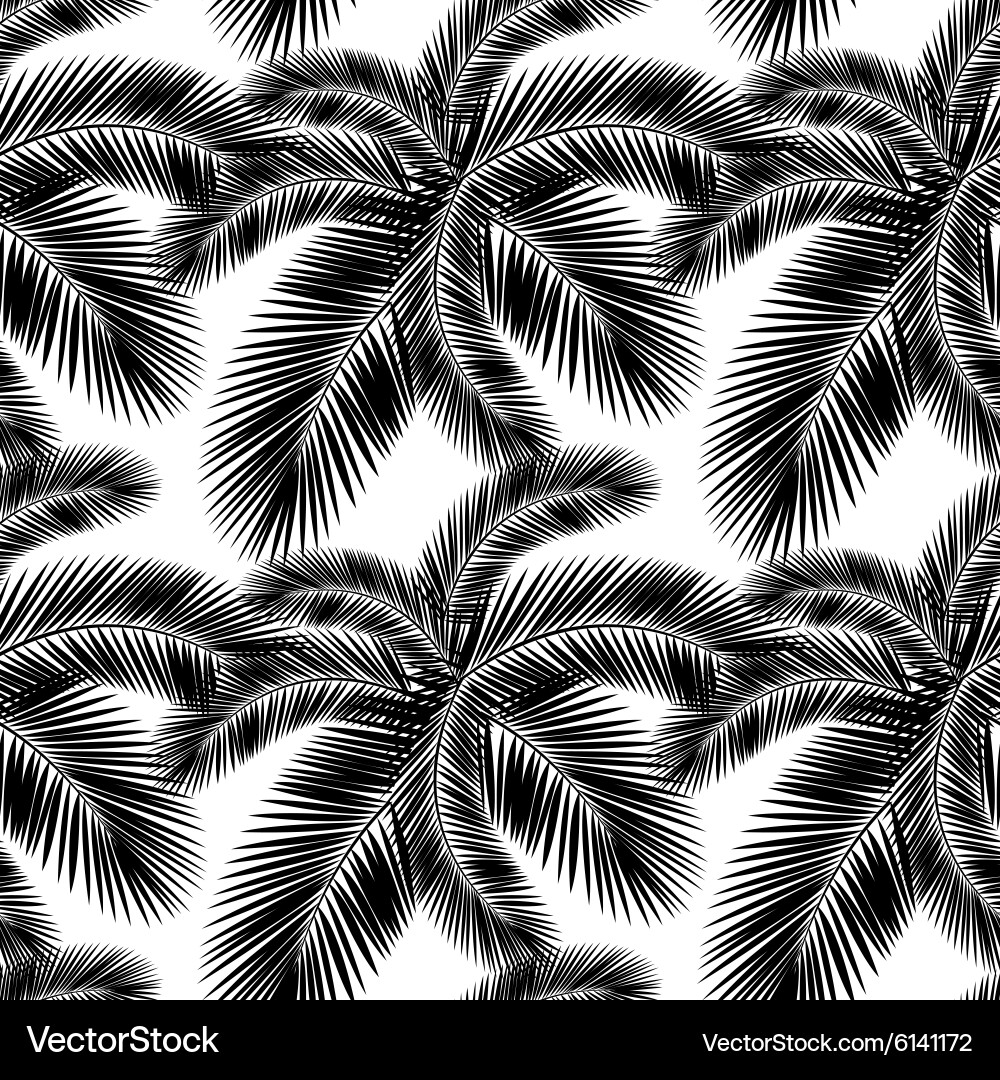 Seamless color palm leaves pattern flat style Vector Image