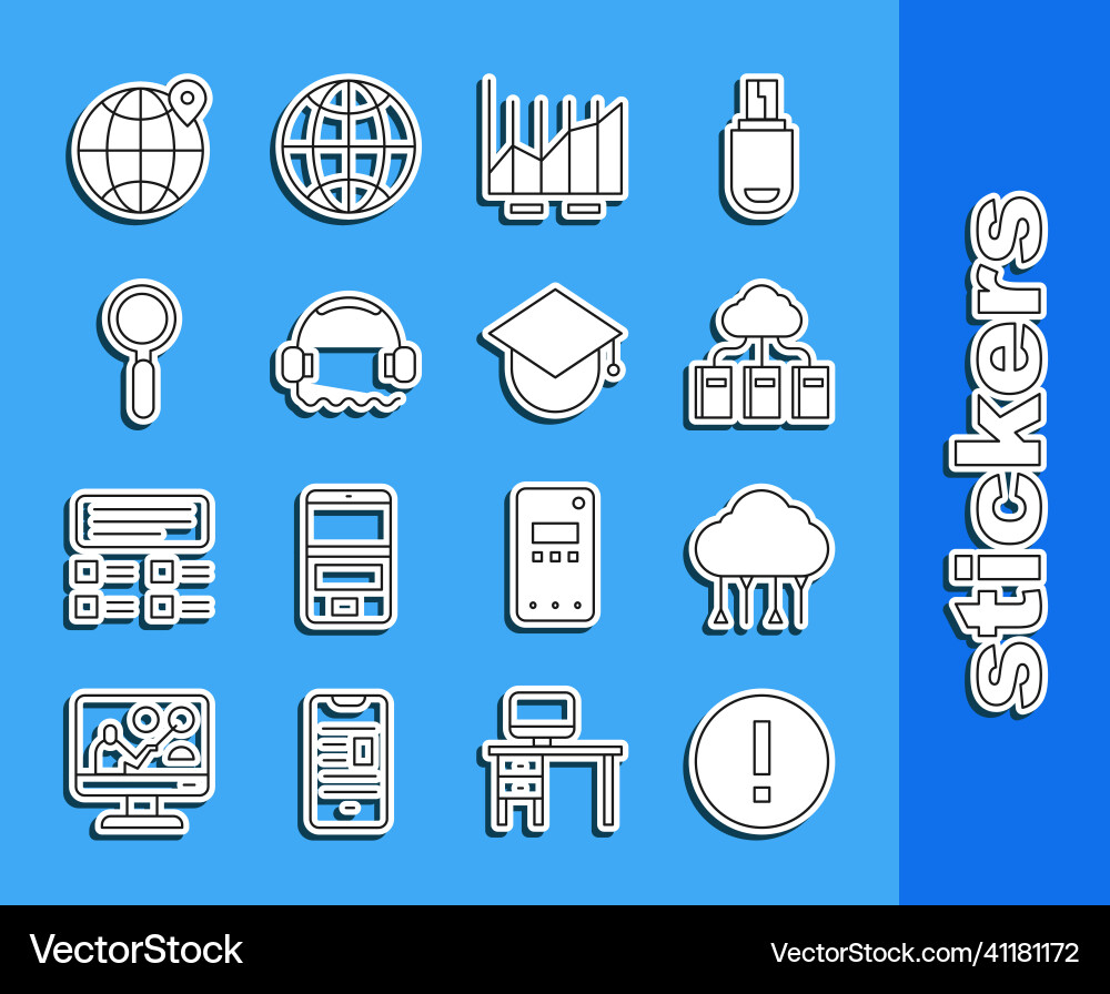Set line information network cloud connection Set line information network cloud connection vector image