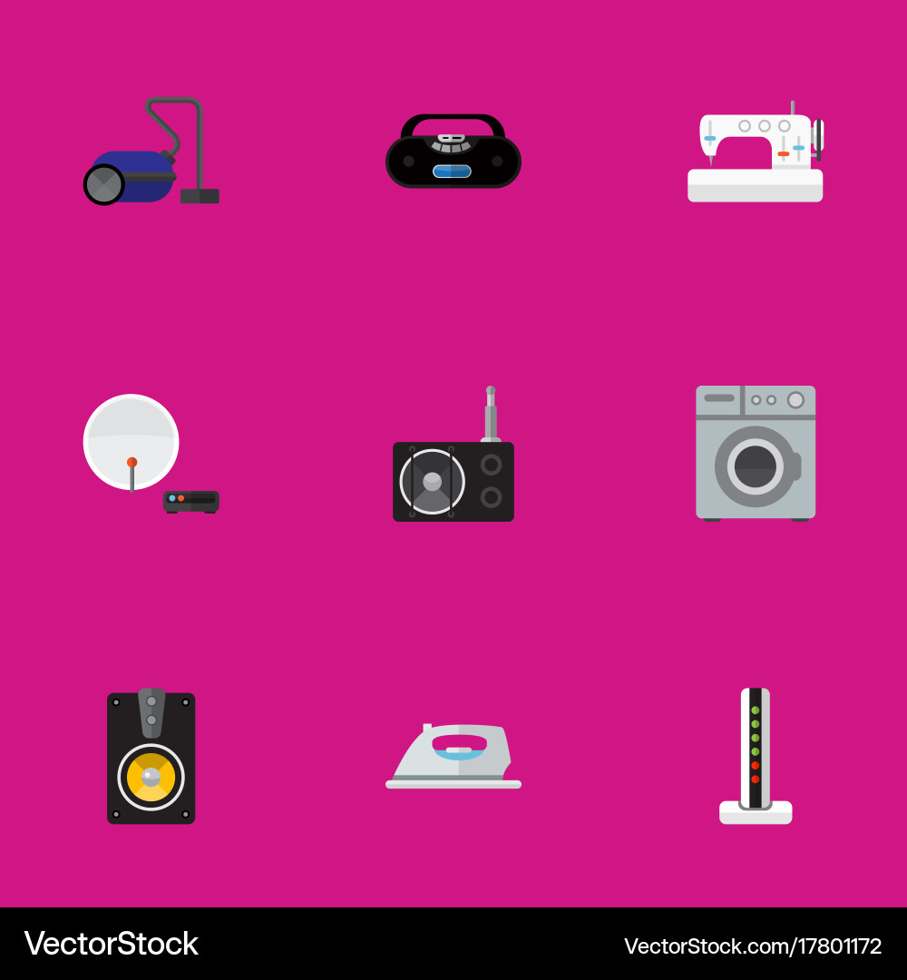 Set of 9 editable tech flat icons includes vector image