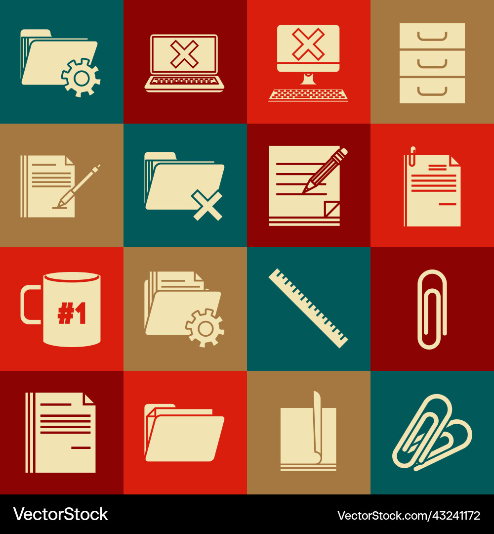 Set paper clip file document and computer Vector Image