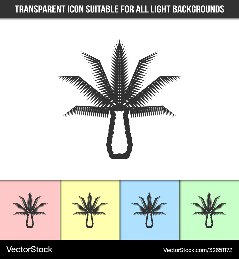 Simple outline transparent palm tree icon Vector Image