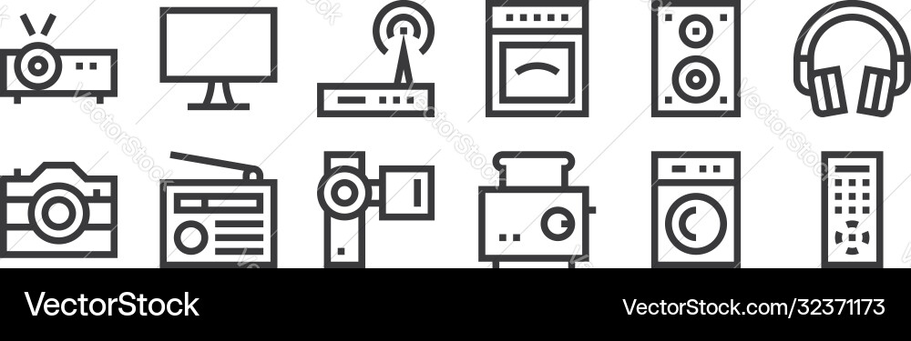 12 set linear electronics icons thin outline Vector Image