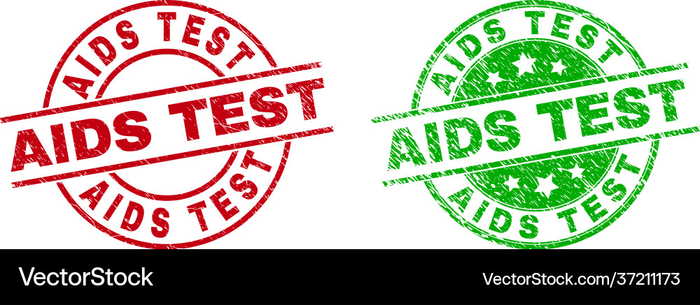 Aids test round badges using unclean texture Vector Image