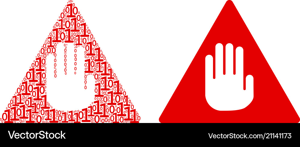 Caution composition of binary digits Caution composition of binary digits vector image