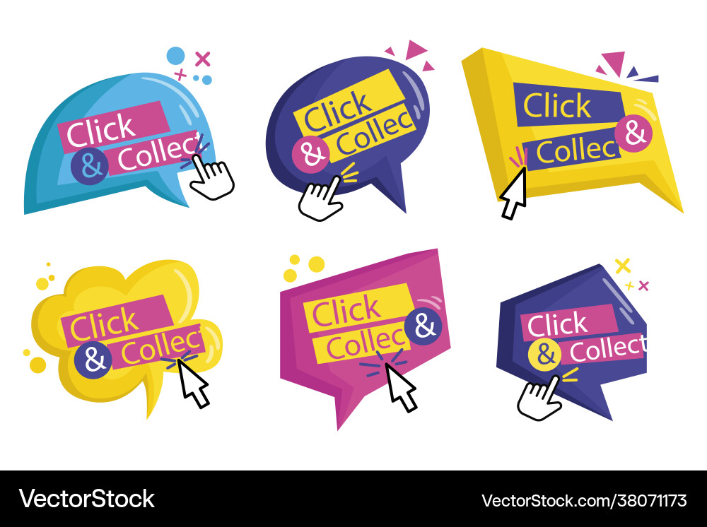 Click and collect button set Vector Image