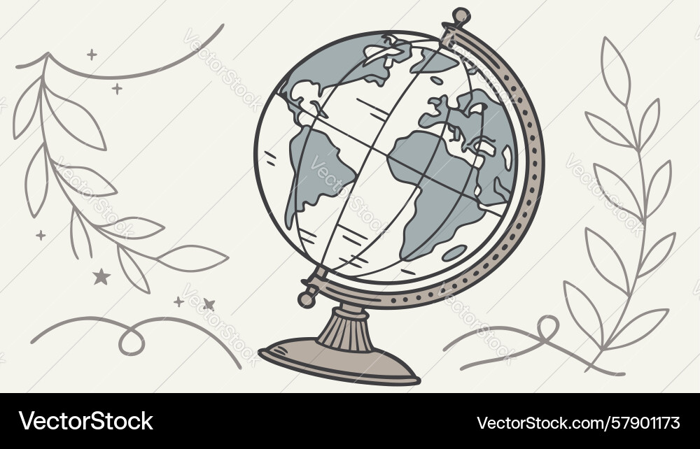 Elegant globe with laurels art design generative Vector Image