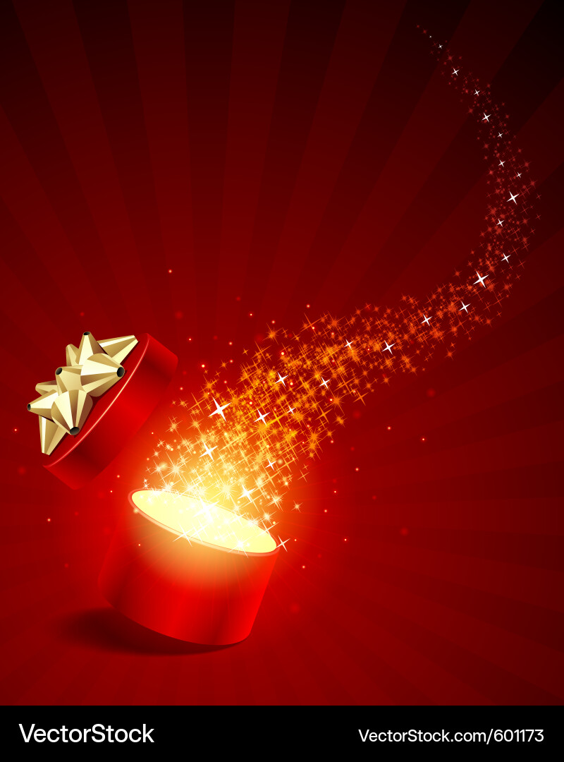 Exploding Gift Box with Stars Vector Image