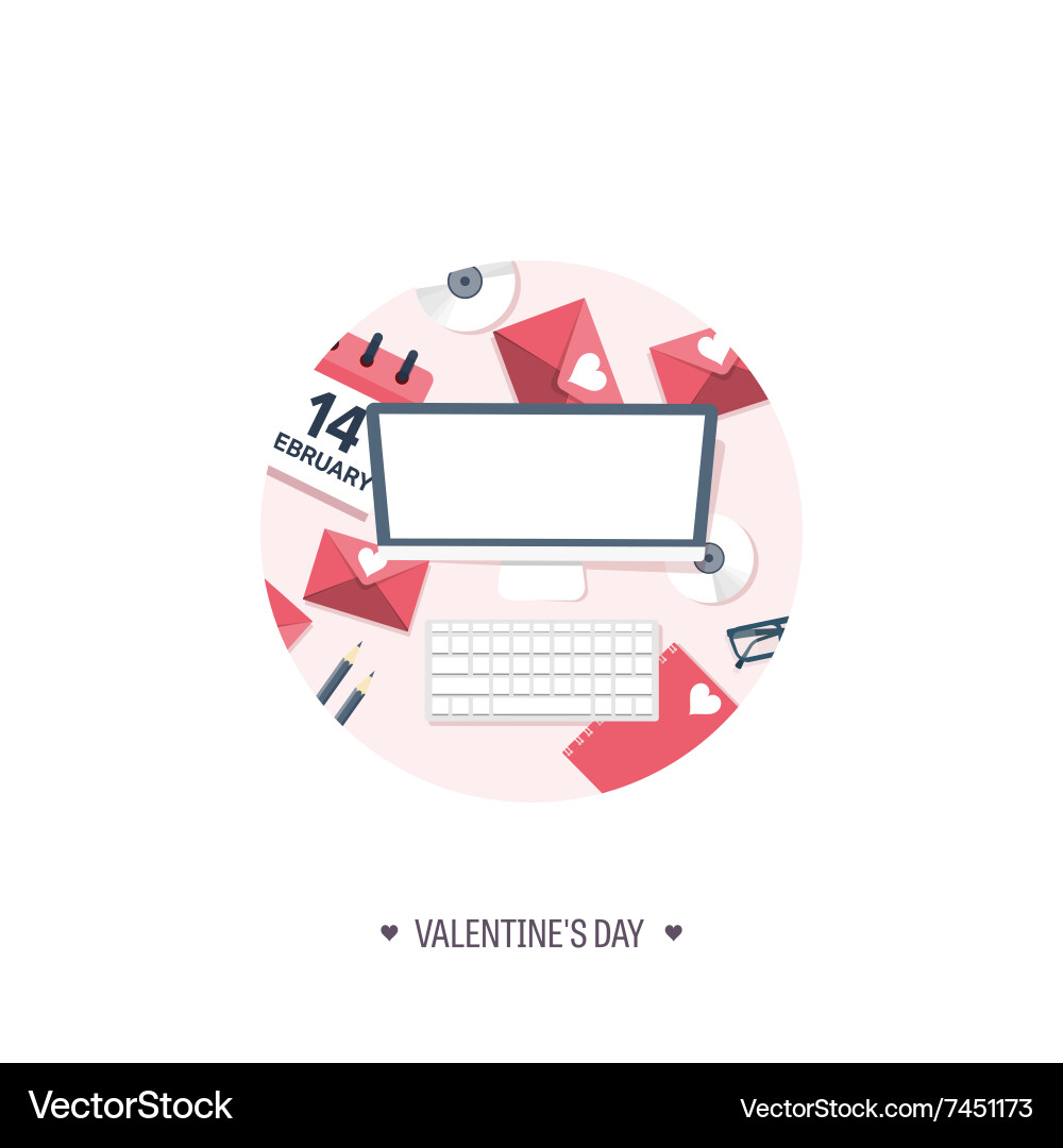 Flat background with computer Vector Image