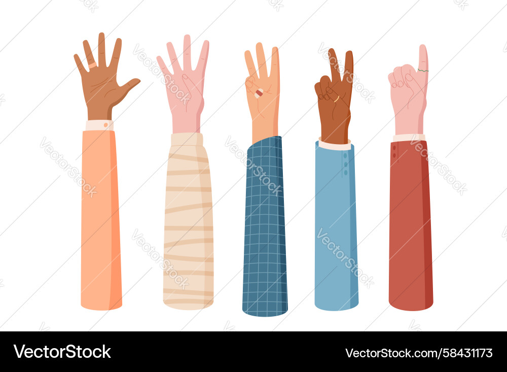 Hand Count Gesture Set – Number Five Vector Image