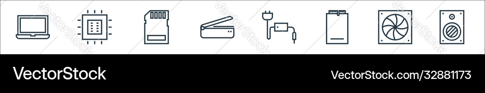 Hardware line icons linear set quality Hardware line icons linear set quality vector image
