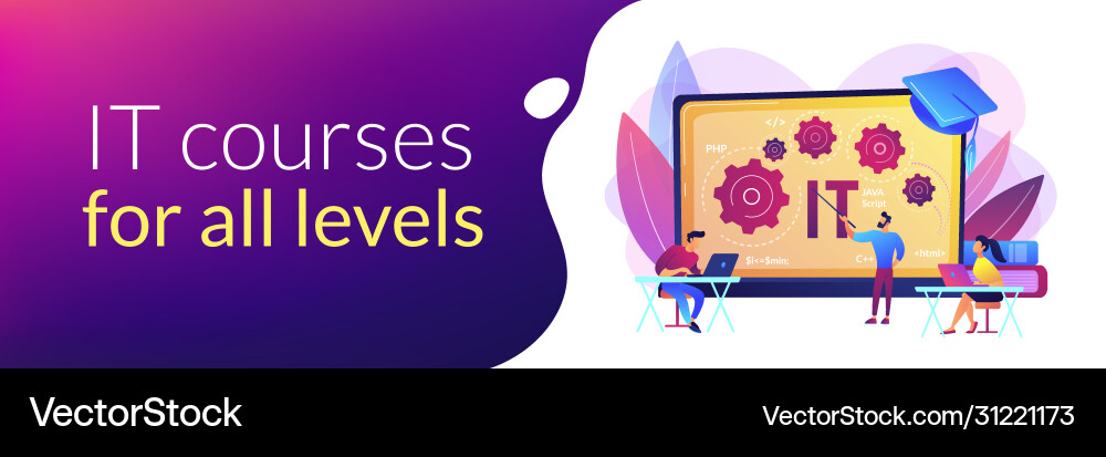 Information technology courses concept banner Information technology courses concept banner Vector Image