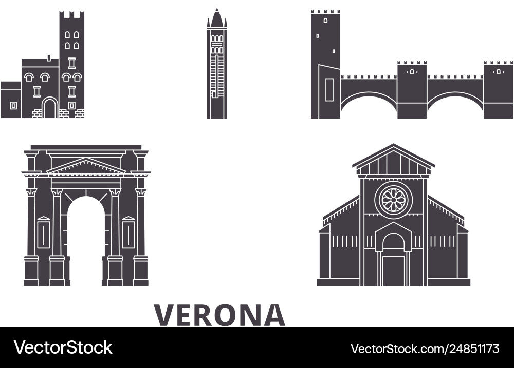 Italy verona city flat travel skyline set Italy verona city flat travel skyline set vector image
