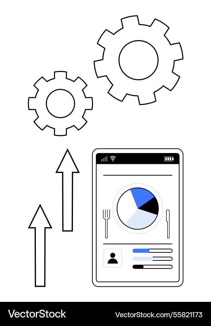 Mobile app with analytics dashboard and progress Mobile app with analytics dashboard and progress vector image
