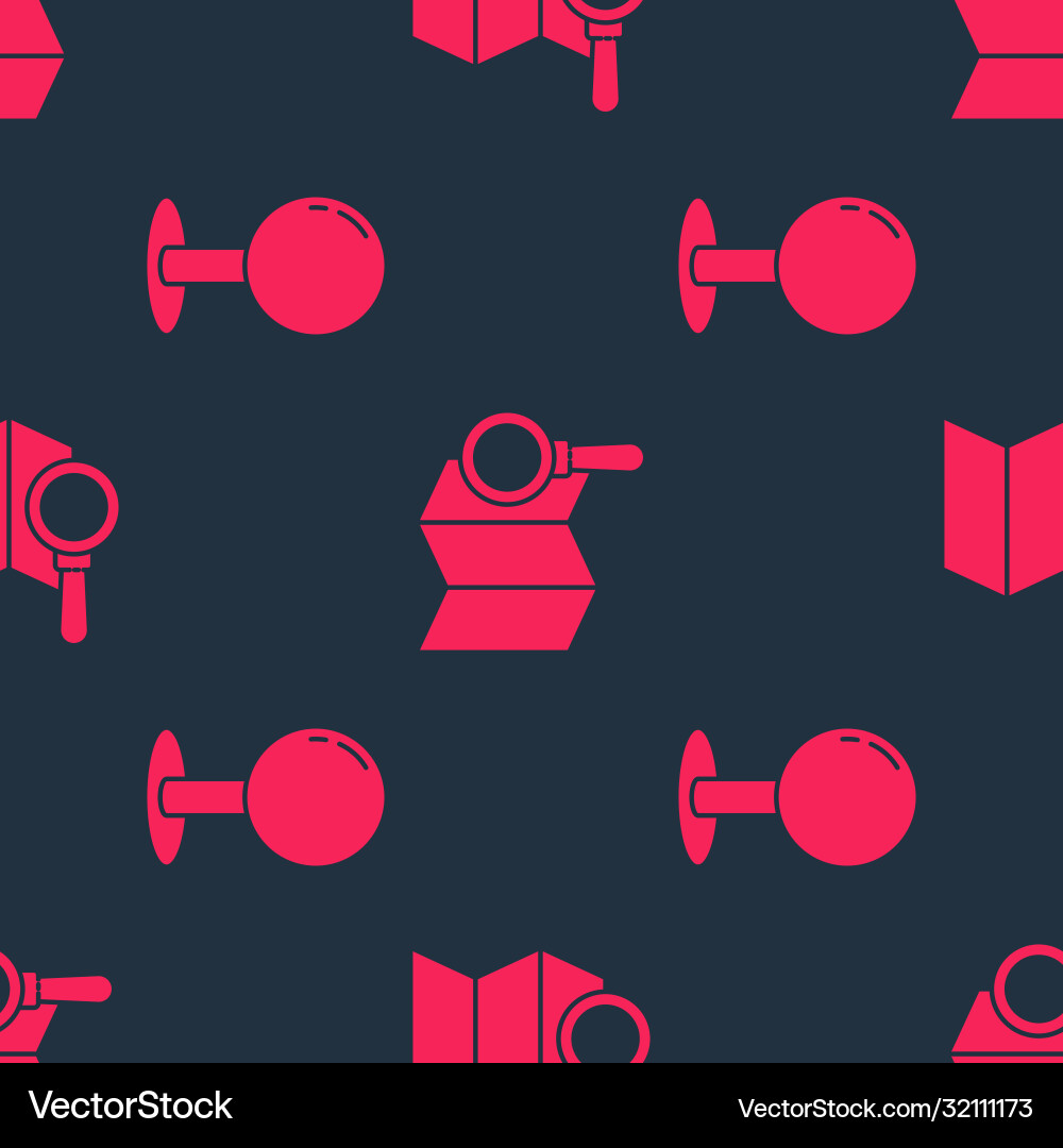 Set push pin and search location on seamless Set push pin and search location on seamless vector image