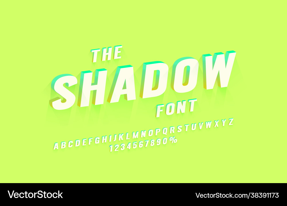 Shadow font set collection letters and numbers Shadow font set collection letters and numbers vector image