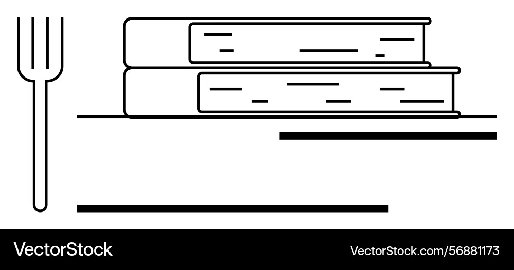 Stack of books and fork representing culinary Stack of books and fork representing culinary Vector Image