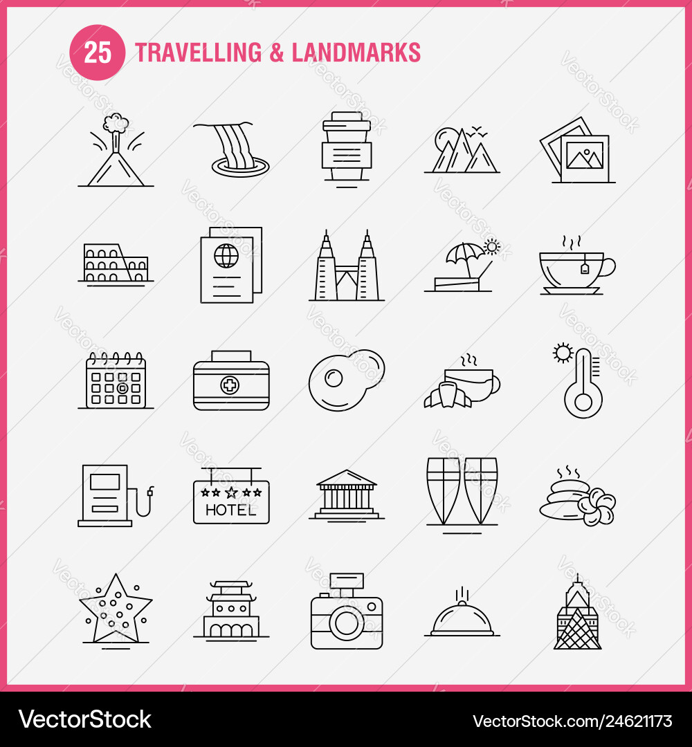 Travelling and landmarks line icon for web print vector image