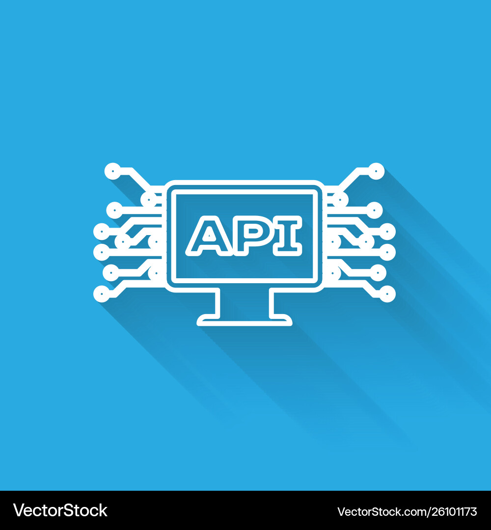 White computer api interface line icon isolated White computer api interface line icon isolated vector image