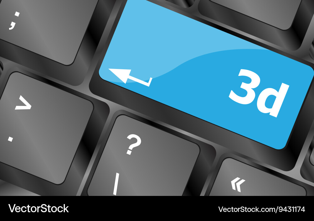 3d words symbol on a button keyboard vector image