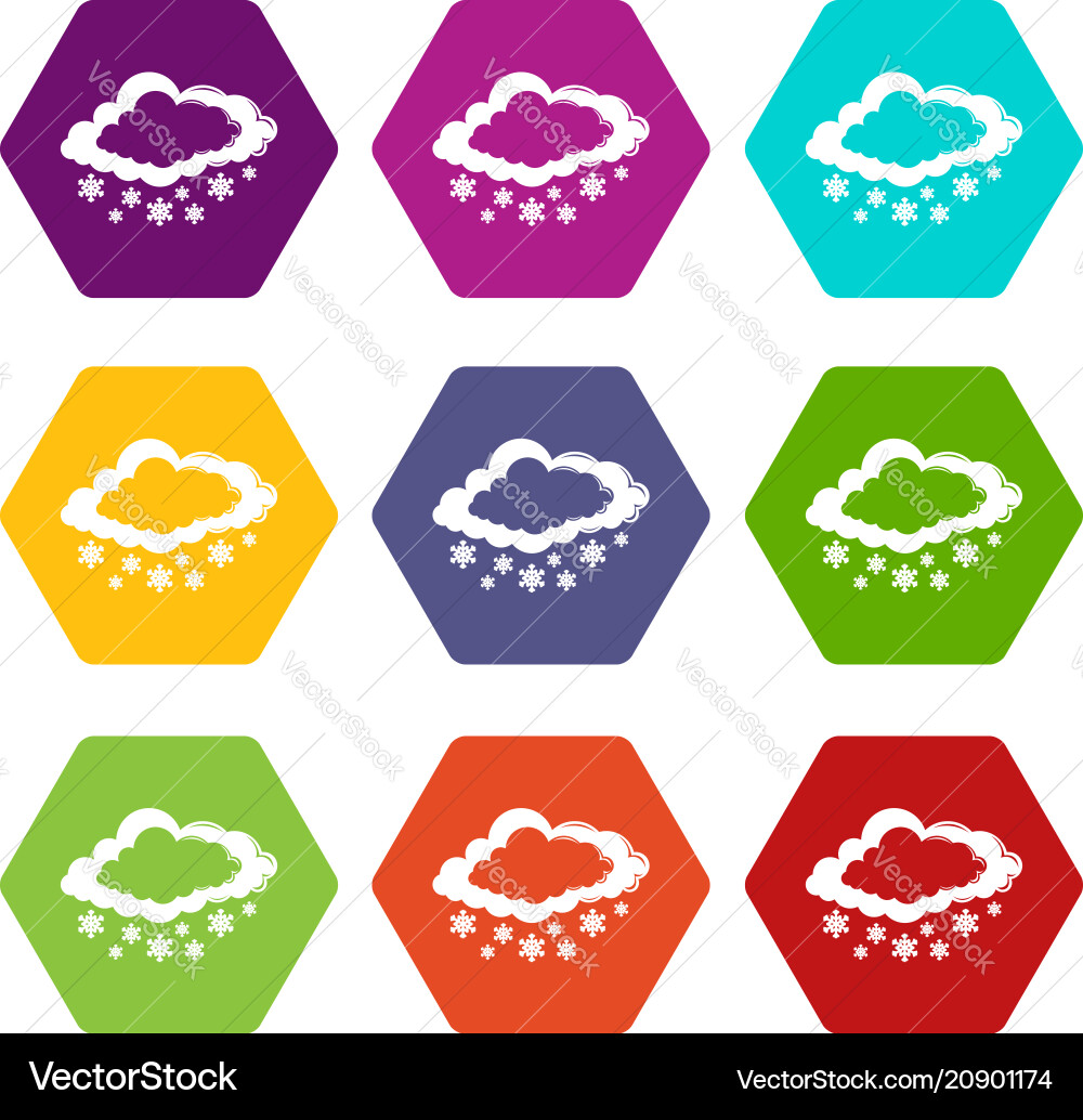 Cloud snowflake icons set 9 Cloud snowflake icons set 9 vector image