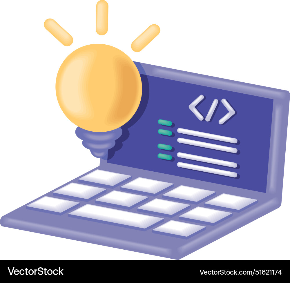 Computer Laptop und Programmcode Entwicklung Vektorbild