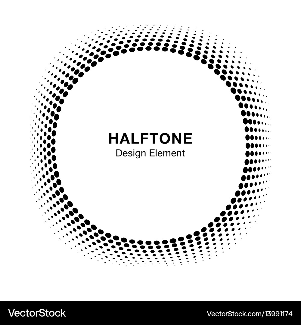 Convex distorted abstract halftone circle frame vector image