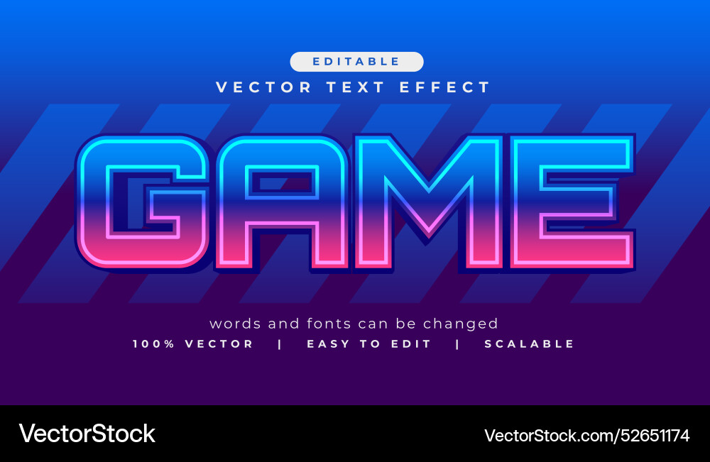 Editable game text effect in modern style vector image