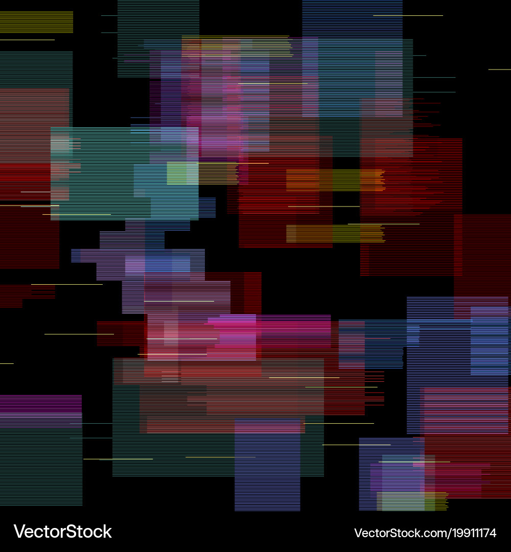 Glitch elements set digital pixel noise color vector image