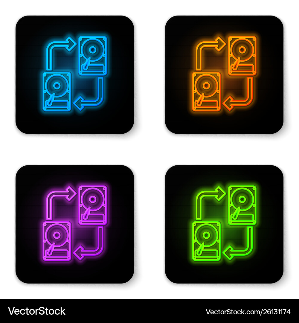 Glowing neon a fixed data storage device hard Glowing neon a fixed data storage device hard vector image
