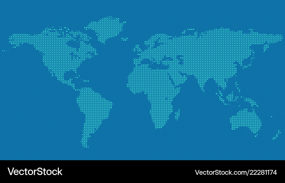 Halftone world map background - dot pattern Halftone world map background - dot pattern vector image