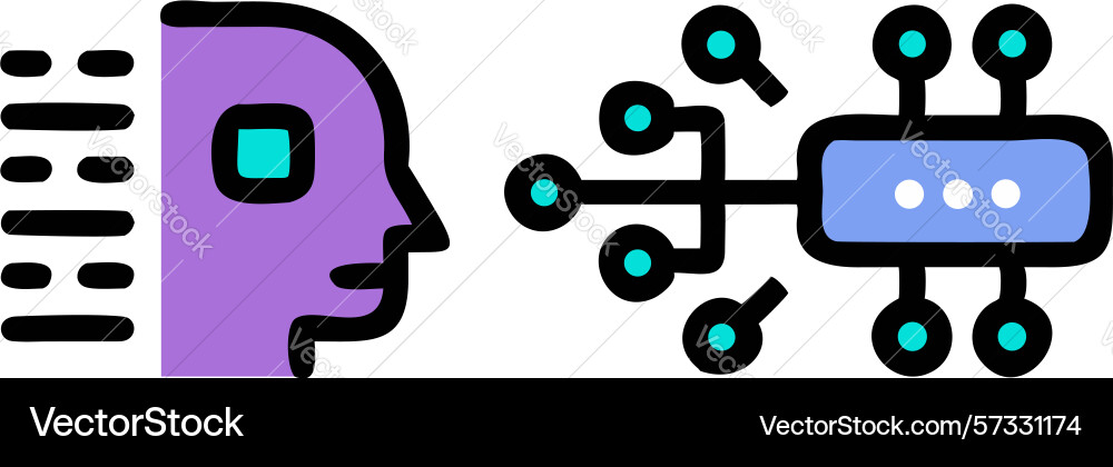 Human-ai interface brain neural network design vector image