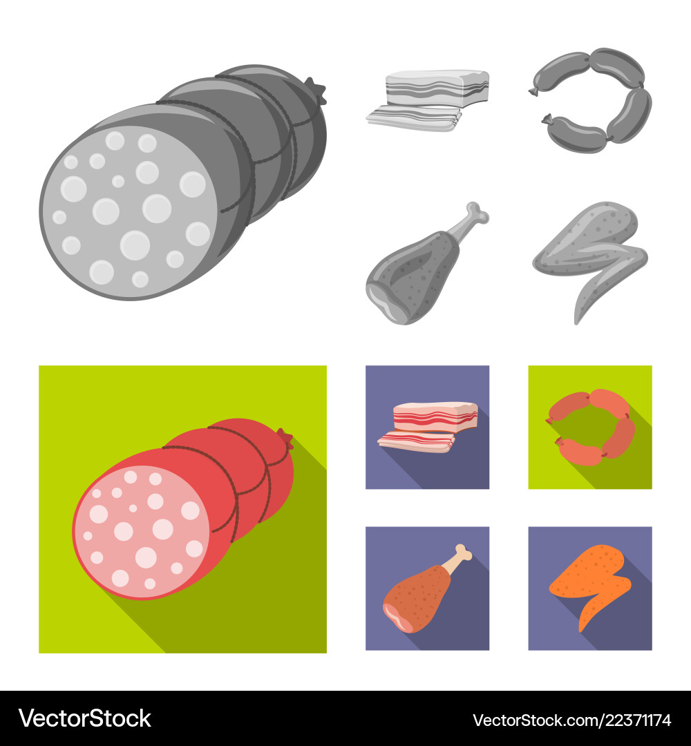 Isolated object of meat and ham symbol collection Isolated object of meat and ham symbol collection vector image