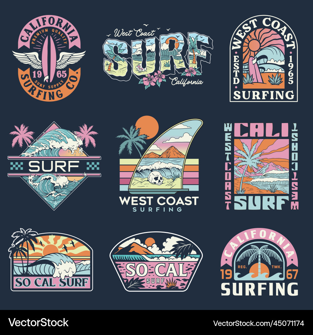 Retro Surf Collection vector image