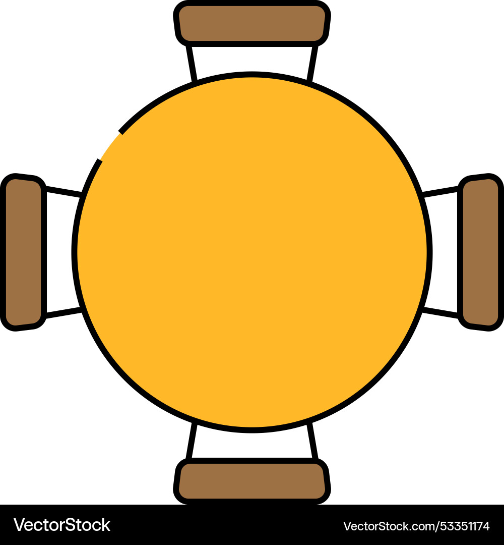 Round table chair top view icon color Royalty Free Vector