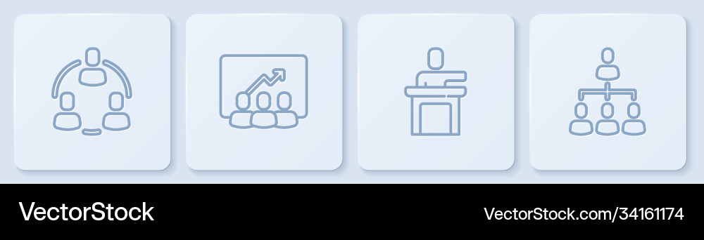 Set line project team base speaker and hierarchy Set line project team base speaker and hierarchy vector image