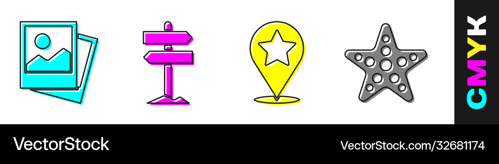 Set photo road traffic signpost map pointer Set photo road traffic signpost map pointer Vector Image