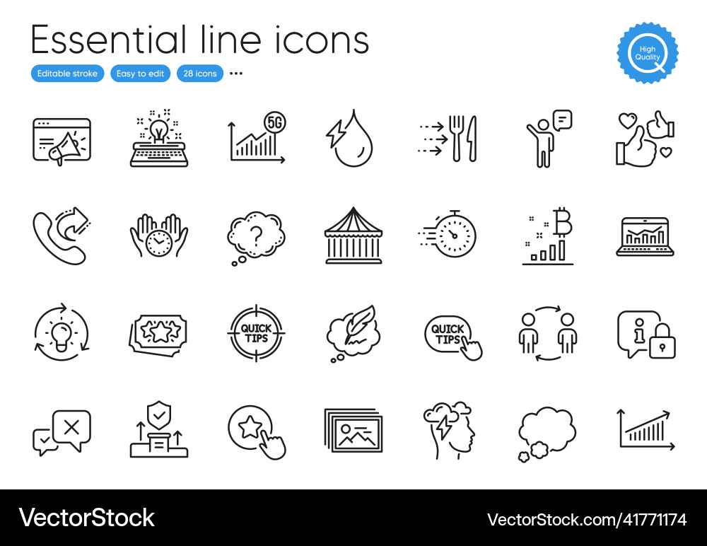 Share call timer and talk bubble line icons Share call timer and talk bubble line icons vector image