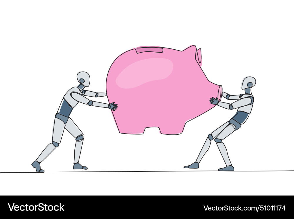 Single continuous line drawing two selfish robot Single continuous line drawing two selfish robot vector image