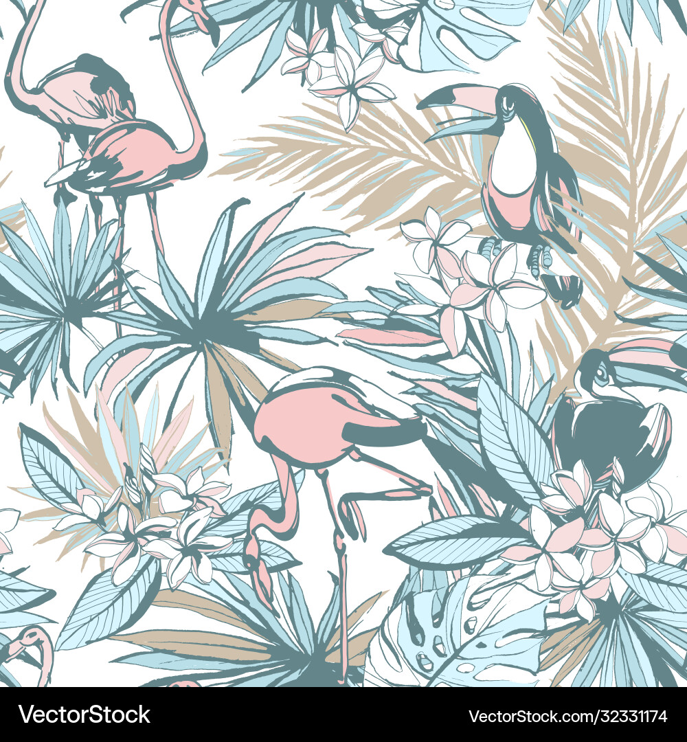 Tropical Palm Leaf Pattern Vector Image