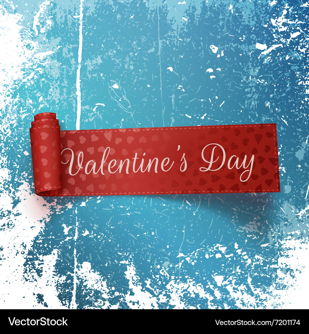 Valentines day red scroll label with text Vector Image