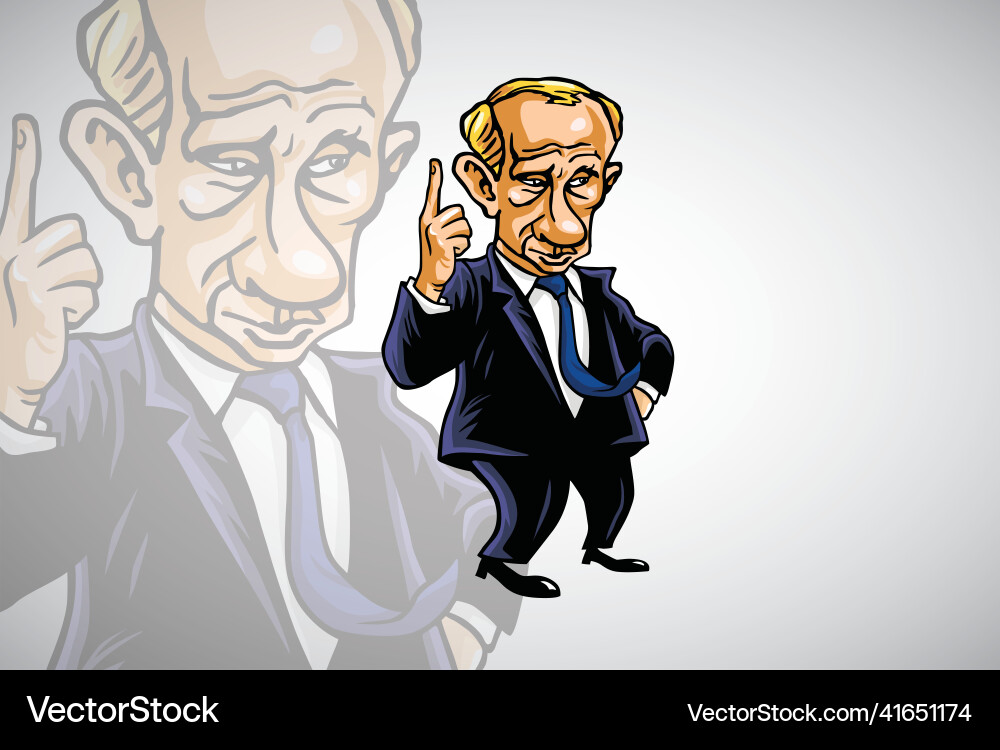 Vladimir putin cartoon caricature drawing Vladimir putin cartoon caricature drawing vector image