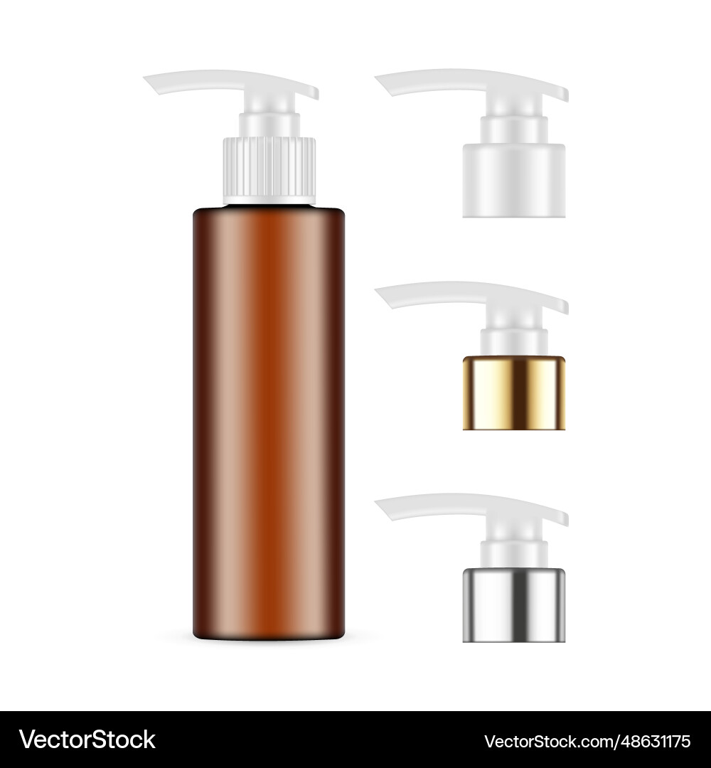 Amber kosmetische Flasche mit Spender Amber kosmetische Flasche mit Spender vektorbild