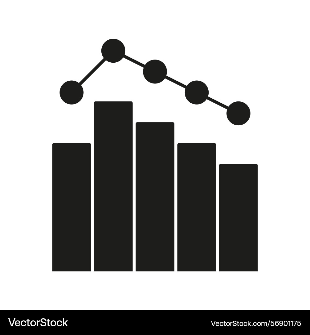 Bar chart with line graph solid icon data Bar chart with line graph solid icon data vector image