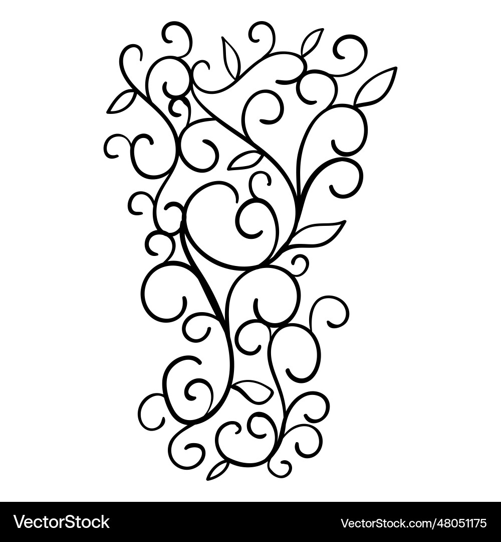 Curl pattern leaf ornamental style Vector Image