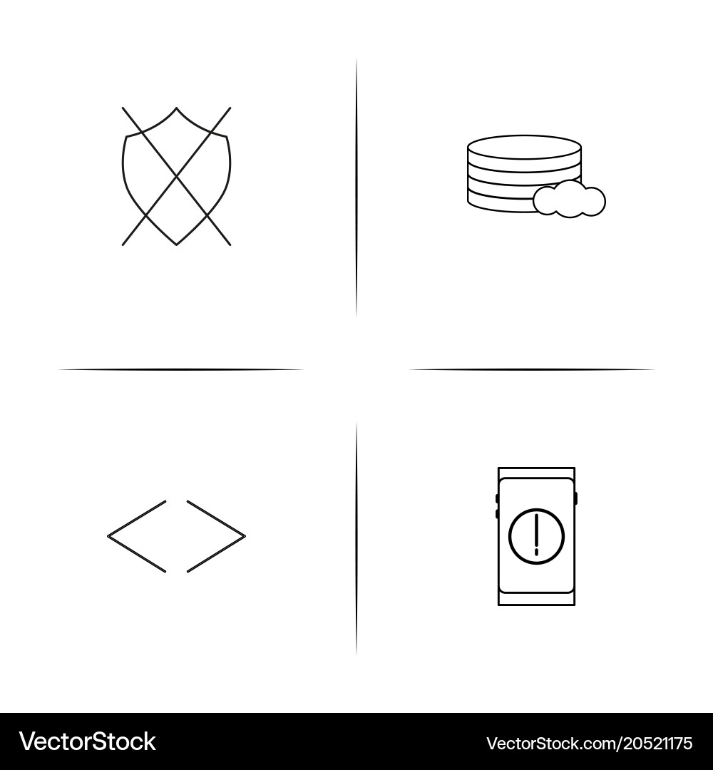 Cyber security simple linear icons set outlined Vector Image